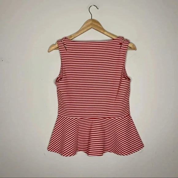 Anthropologie Red and White Striped Peplum Blouse - Picture 8 of 8